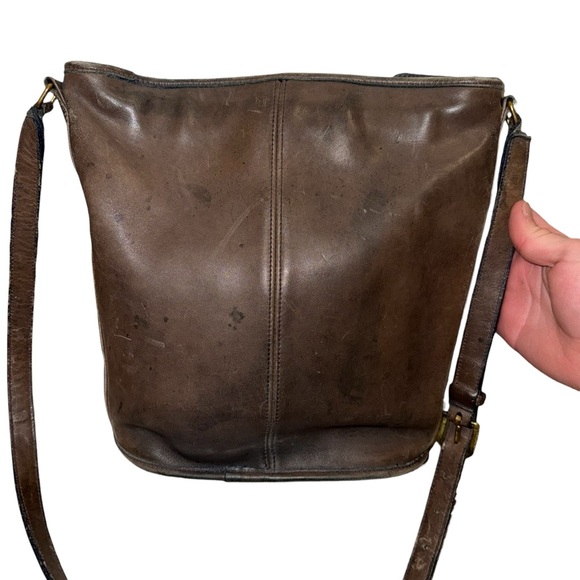 Vintage Coach 70s 80s Navy Bleeker Duffle Sac Zip Up Crossbody Bag Weathered - Picture 2 of 16